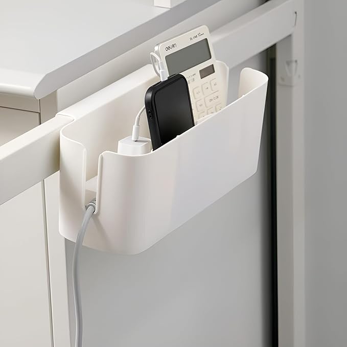 Bedside Caddy Organzier, Bunk Bed Shelf Accessories for Dorm, Bed Caddy Hanging with Hooks for Remotes, White, 11 lbs Capacity