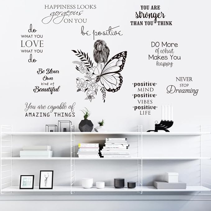 Inspirational Wall Decals Peel and Stick Vinyl Quotes Wall Decor Motivational Positive Saying Wall Art for Living Room Bedroom Office Bathroom Home Decor Stickers Decor