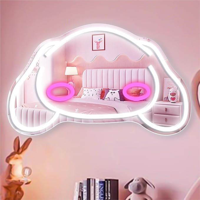 Anime Mirror Neon sign Dimmable Led Sign for Dresser Room Decor Dog Wall Neon Light Up Acrylic Mirror Bedroom Wall Locker Room Living Room Gifts