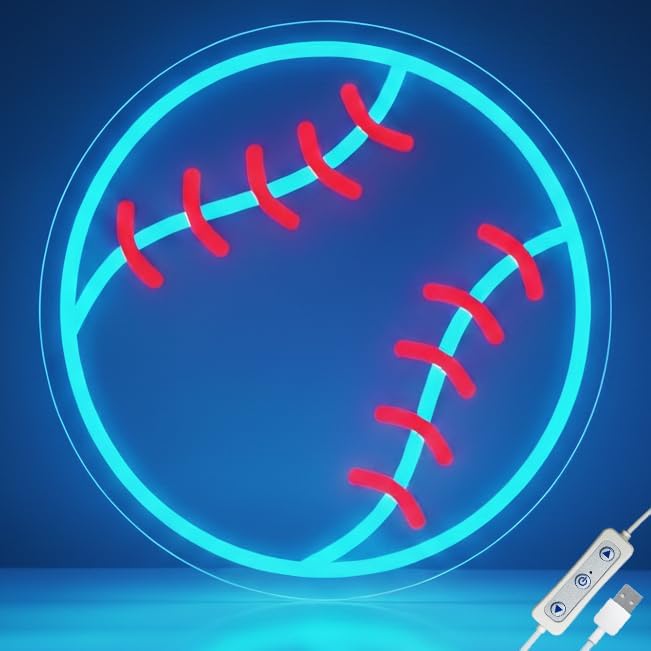 Baseball Neon Signs for Wall Decor, Sport Led Neon Light Sign for Room Bedroom Man Cave Shop Decor, Unique Gifts for Kids Men & Boys 8-12, College Dorm Baseball Fans Accessories