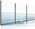 KBKBART Framed Canvas Wall Art Prints Ocean Wall Art Set of 3, Beach Wall Decor,Modern Waves Print Coastal Artwork for Walls, Beach Blue Sea Poster for Bathroom, Bedroom Decor - 12"x16"