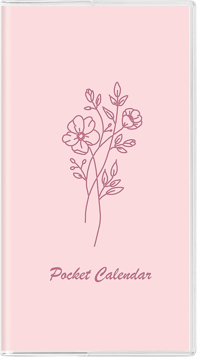 Pocket Calendar 2026-2027, Pocket Planner 2026-3.7" x 6.7" - Runs from January 2026 Until December 2027, Monthly Planner 2026-2027 with PVC Cover for Planning, Pink