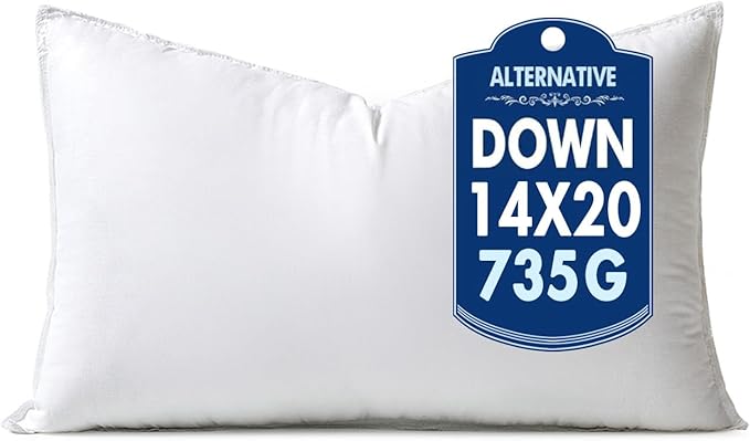 MIULEE 14x20 Synthetic Down Alternative Pillow Insert Decorative Throw Pillow 14 x 20 Inch Body Bed Sleeping Ultra Soft Fluffy Form for Sofa Couch Bed
