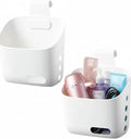 LeleCAT Plastic Hanging Basket Kitchen Storage organizer, Basket with Detachable hook, Hang it behind a door or on a railing, Over the Cabinet Door (White, Large-2 Pack)