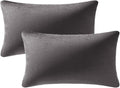 DEZENE Lumbar Pillow Covers 12x20 Dark-Grey: Pack of 2 Cozy Soft Velvet Rectangular Modern Luxury Decorative Throw Pillow Cases for Sofa Couch Living Room Bed Home Decor
