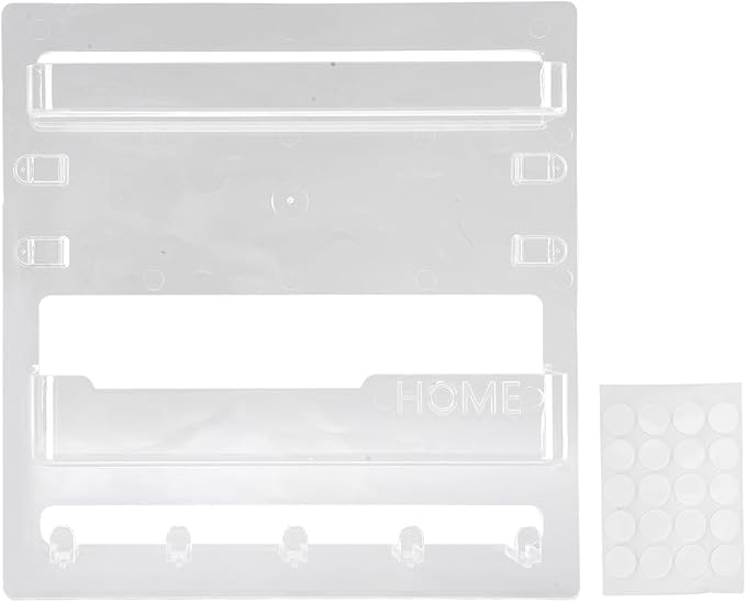 Ejoyous Bedside Shelf Wall Mount, Adhesive Phone Holder Organizer with Hooks and Cable Clips On Dorm Room, Wall Storage for Glasses Remote Earphone Cell Phone Charger Keys Snacks (Transparent)