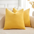 Throw Pillow Covers Yellow Set of 2 16x16 Inch Pillow Covers, Soft Velvet Fall Decorative Cases for Couch Sofa Bed, Home Boho Decor, Modern Farmhouse Cushion Covers