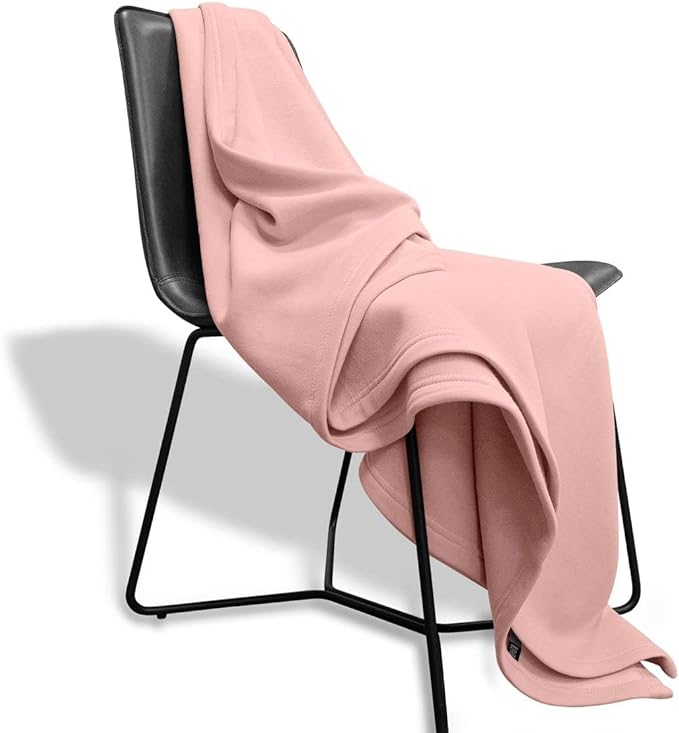 MV Sport Lightweight Sweatshirt Blanket Throw – Warm & Cozy, Breathable Oversized Fleece Knit, Couch, Bed, Travel, Cold Nights, and Outdoors – Soft Light Weight Blanket 54" x 84" Cameo Pink