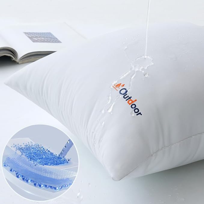 MIULEE Outdoor Pillows Set of 4 12x20 Waterproof Throw Pillow Inserts, Decorative Water Resistant Pillow Cushion for Patio and Garden