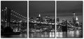Pacimo New York Brooklyn Bridge Canvas Wall Art 3 Panels Night View Modern Landscape Artwork Cityscape Pictures Prints on Canvas Wall Decor for Home & Office Decoration - 20"x28"x3