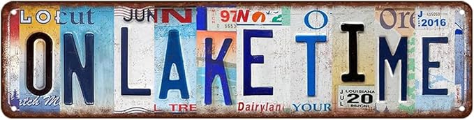 Lake House Wall Decor For Home On Lake Time Sign Vintage Metal Tin Signs Love Heart Wall Art Lakehouse Gifts Lake House Accessories For Men Lake Life Decor Lake House Signs 4x16 Inch
