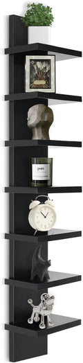 Homaterial 7 Tier Vertical Wall Shelf for Room Decor - Floating Shelves for Wall, Makeup Vanity, Perfect Display Storage for Small Spaces, Black Decorative Shelves
