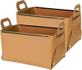 Decorative Faux Leather Basket,Small Catchall Basket for Entryway Bedside Dresser End table,Collapsible Rectangle Tray Organizer Box,Set of 2,Brown