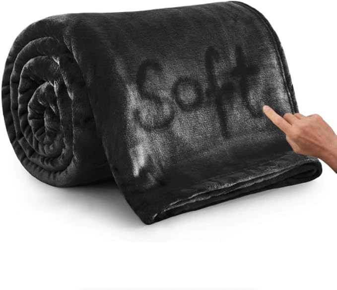 Polar Fleece Throw Blanket for Couch, Twin Bed, Chair, Kids, Adults, Pets 50x60 Soft Cozy Reversible Throw Blanket (Midnight Black)