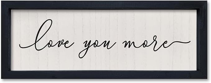comurdyo Couples Love Quotes I Love You More Wall Decor 16"×6" Small Modern Master Bedroom Romantic for Vintage Minimalist Framed Wood Sign Horizontal Hanging Plaque Wall Art (Black)