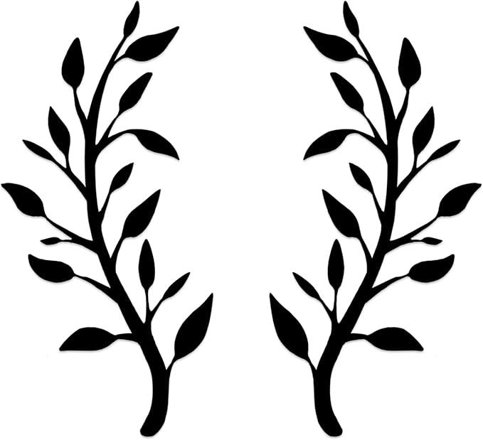 Yuzhuo 2 Pieces Metal Tree Leaf Wall Décor Branch Leaf Wall Art for Indoor Outdoor Garden Home Bedroom Living Room Decorations (Black)