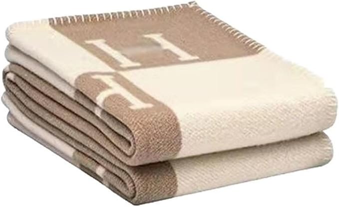 h Blanket Soft Throw Blanket Faux Fleece Cashmere Plaid Warm Shawl Thick Knitted Plush Cozy Comfy for Women Throw Blanket for Sofa Couch Bed Queen King Size 55x66 in (Khaki)