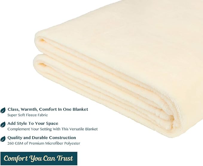 PAVILIA Beige Fleece Throw Blanket for Couch Twin Size, Cream Super Soft Fuzzy Flannel Throw for Sofa, Luxury Plush Microfiber Blanket Twin Bed, Home Decorative Velvet Gift Blanket, 60x80