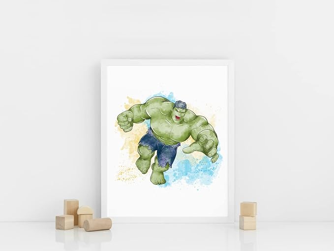 Nistio® Superhero Wall Decor, Superhero Wall Art for Boys Bedroom, Avengers Prints, Set of 6 Prints, Iron Man, Captain America, Hulk, Superman, Unframed, 8x10 inches