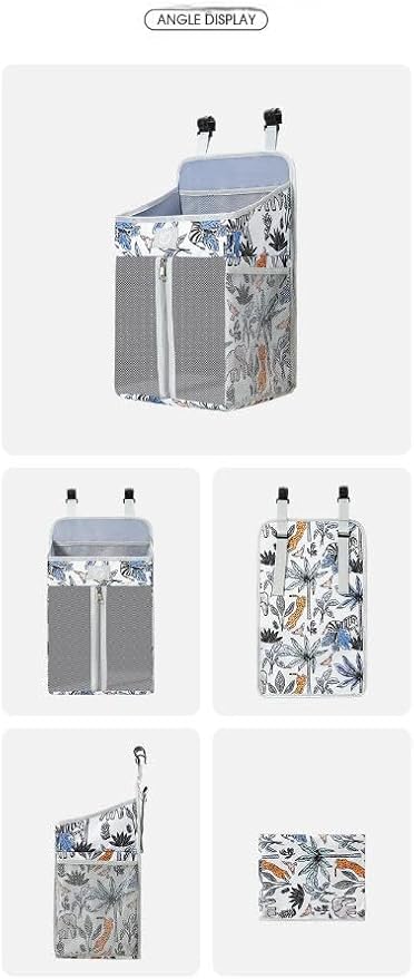 Hanging Baby Diaper Caddy Organizer Oxford Fabric Diaper Stacker and Crib Organizer Baby Bedside Hanging Storage Bag with Organized Compartments Table Diaper Organizer 01