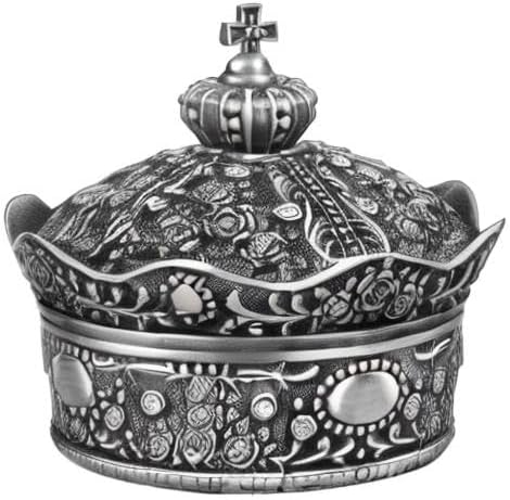 Creative Vintage Metal Alloy Crown Design Jewelry Box Ring Trinket Case Christmas Birthday Gift, Small