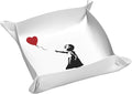 Banksy Heart Leather Vanity Tray Desktop Storage Organizer, Decorative Catchall Perfume Tray, Bathroom Valet Tray,Nightstand Caddy Holder for Keys Phone Wallet Coin Jewelry, S