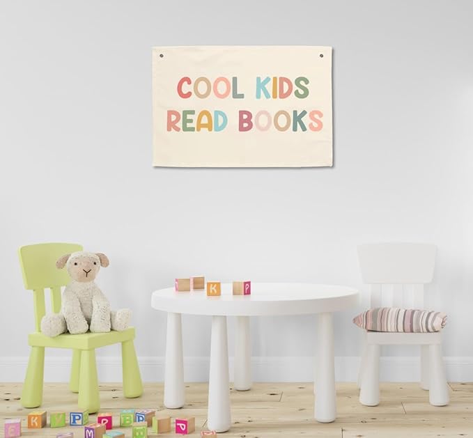 Read Banners For Classroom Wall Art Reading Books Sign Cool Kids Read Books Signs Girl Boys Children Playroom Decor Boho Banner Rainbow Book Themed Classrooms Learning Decorations
