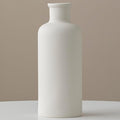 White Ribbed Ceramic Vase for Flowers, Modern Textured Decorative Vase, 10 Inch Tall, Farmhouse Style Home Decor (Nature White)