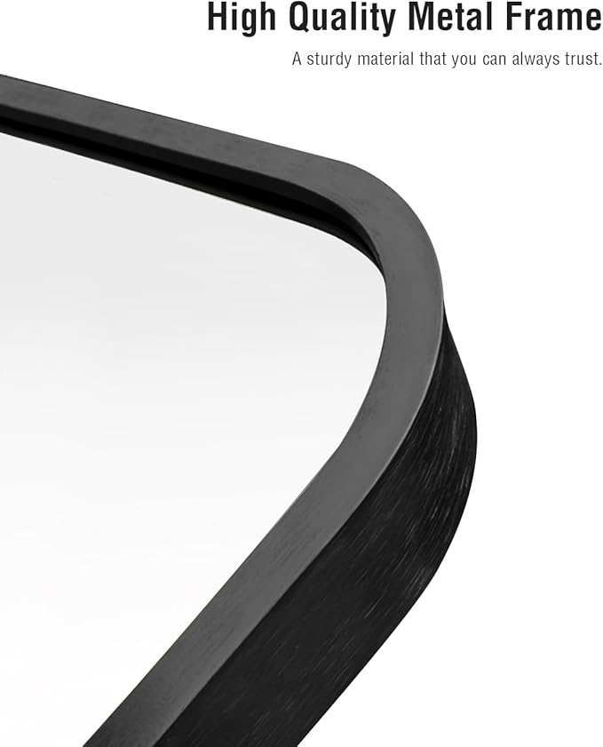 Arched Full Length Mirror, Floor Mirror with Stand, 18"x58" Large Mirror, Wall Mirror Full Length, Black Floor Length Mirror, Body Floor Mirror, Wall Mounted Mirror for Bedroom, Black