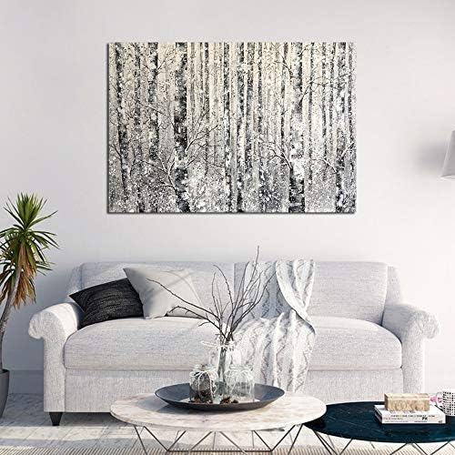 Yihui Arts - One Panel Canvas Wall Art Snowy White Forest Picture Art Print Winter Nature Landscape Painting Contemporary Artwork for Bedroom Living Room Office Wall Decor Framed Easy Hanging