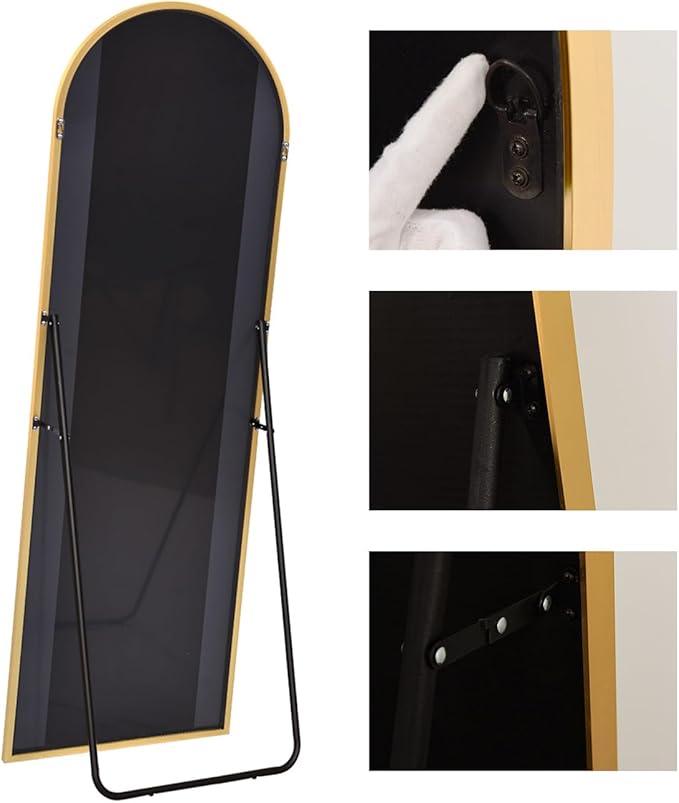 Full Length Floor Mirror, 82x42 Inch Oversized Arched Standing Mirror in Gold for Bedroom, Living Room, Dressing Room - Elegant Freestanding Leaning Mirror Decor