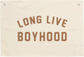 MINI ZOZI Long Live Boyhood Hanging Flag 20X30 Banners Orange Canvas Wall Decor Art Sign Boys Room Boy Bedroom Banner Toddler Playroom Baby Kids Nursery Fabric Flags Tapestry