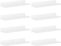 Lifewit Floating Shelves for Bathroom, 15" Clear Wall Organizer for Makeup, Perfume, Figures, Photo, Decor Shelf for Nursery, Living Room, Bedroom, Kitchen, Over Toilet Storage Rack, White, 8 Pack