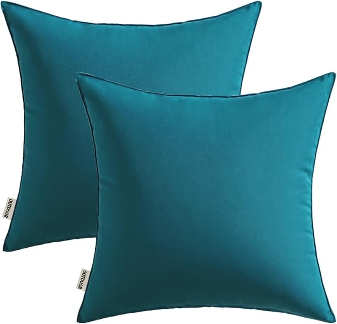 MIULEE Pack of 2 Decorative Outdoor Waterproof Pillow Covers Square Garden Cushion Sham Throw Pillowcase Shell for Spring Patio Tent Couch 20x20 Inch Deep Blue