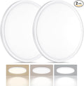 2 Pack LED Flush Mount Ceiling Light, 24W Ultra Thin Round White 3000k/4000k/6500k 3 Color Temperatures Adjusted 12 Inch Modern Ceiling Lights for Bedroom Bathroom Kitchen, Wired