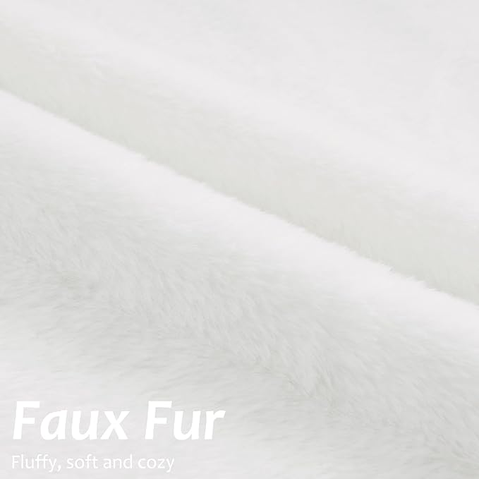 Pallene Faux Fur Plush Lumbar Spring Throw Pillow Covers 12x20 Set of 2, Soft Fluffy Couch Pillow Covers for Living Room, White