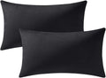 DEZENE Lumbar Pillow Covers 12x20 Black: Pack of 2 Cozy Soft Velvet Rectangular Modern Luxury Decorative Throw Pillow Cases for Sofa Couch Living Room Bed Home Decor