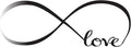 Wall Stickers Bedroom Decor Infinity Symbol Word Love Vinyl Art Decal (7'' X 22'', Glossy Black)