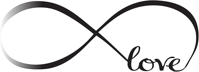 Wall Stickers Bedroom Decor Infinity Symbol Word Love Vinyl Art Decal (12'' X 33'', Glossy Black)