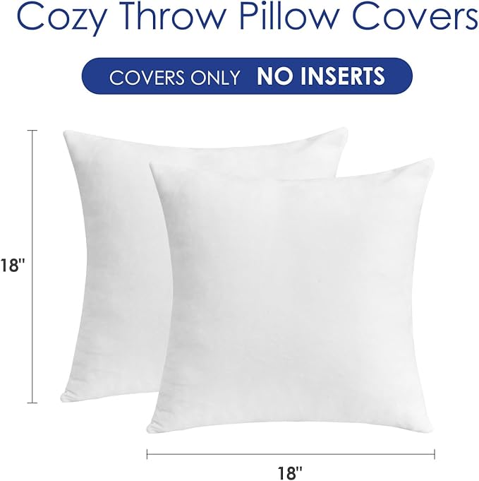 Throw Pillow Covers White Decorative Velvet Set of 2 18x18 Inch Pillow Covers, Soft Pillow Covers for Couch Sofa Bed Living Room, Farmhouse Neutral Home Boho Decor, Square Accent Cushion Cases