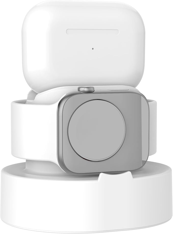 SOKUSIN Stand for Apple Watch Charger - iWatch AirPod 2 in 1 Charging Stand Holder Dock Compatible with Apple Watch Series 10 9 8 SE2 7 6 SE 5 4 3 2 and AirPods 1/2/3/Pro (White)