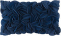 KINGROSE Handmade 3D Flower Accent Throw Pillow Cover Home Decorative Pillow Case Soft Rectangle Cushion Cover for Sofa Living Room Bed Sofa Couch 12 x 20 Inches Velvet Navy Blue