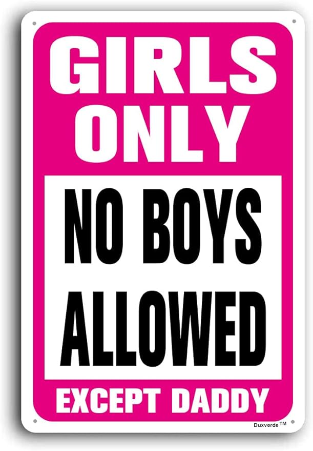 8"x12" Aluminum Sign, Cute Girls Only Sign No Boys Allowed Except Daddy Sign, Pink Decorations For Girls Cave Bedroom Living Room Wall Decor