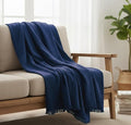 KyraHome Muslin Blankets for Adults, Kids, 60"x80", 100% Organic Cotton Large Cotton Throw Blankets for Couch, Plant Dyed Breathable Lightweight Gauze Blankets, All Season (Navy Blue)