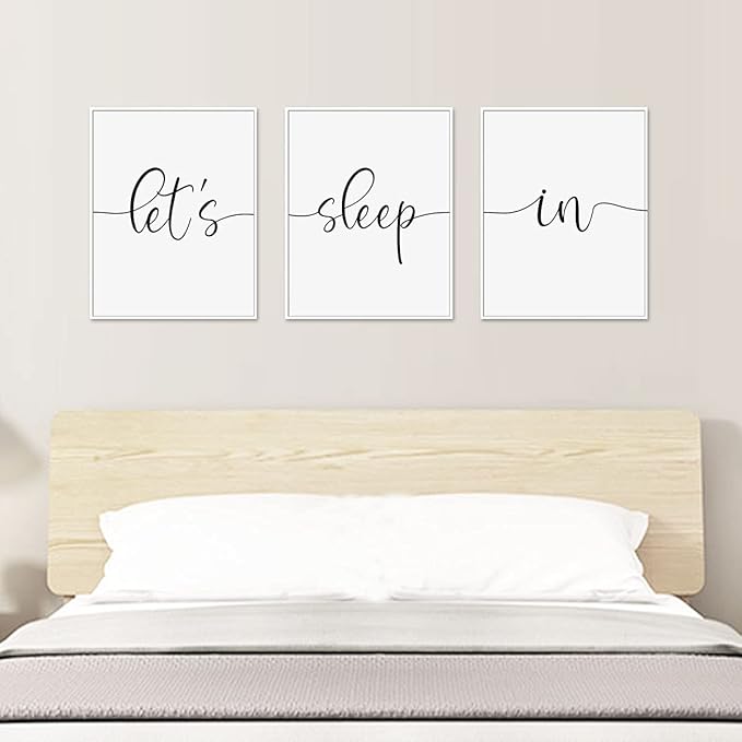 Let's Sleep In Art Prints Bedroom Wall Decor Above Bed Set of 3 Bedroom Wall Art, 11x14inch Unframed