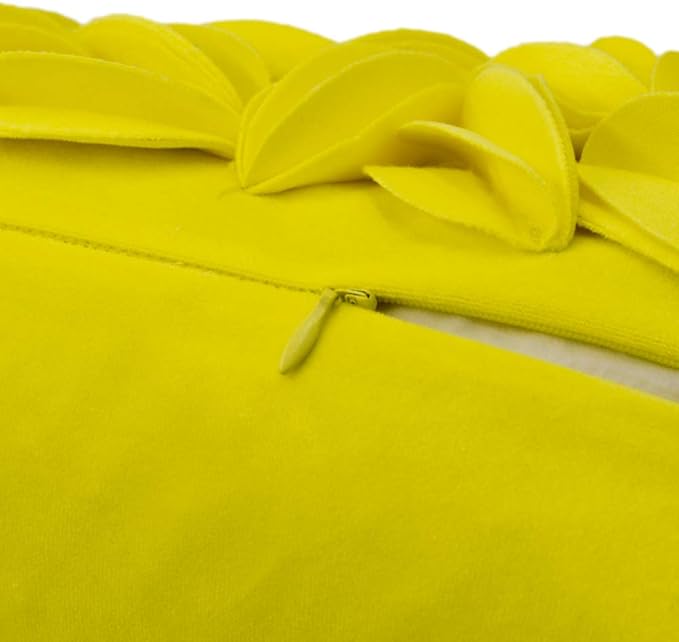 KINGROSE 3D Floral Decorative Couch Throw Pillow Cover Handmade Solid Cushion Cover Soft Pillow Case Sham 12 x 20 Inches Velvet York Yellow