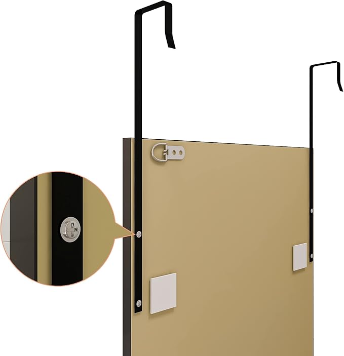 Whitebeach Wall Mirror Full Length Door, Black Bedroom Full Body Over The Door Hanging Mirror 48"16"
