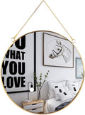 LONGWIN Hanging Wall Circle Mirror Decor Gold Geometric Mirror with Chain for Bathroom Bedroom Living Room 9.8"