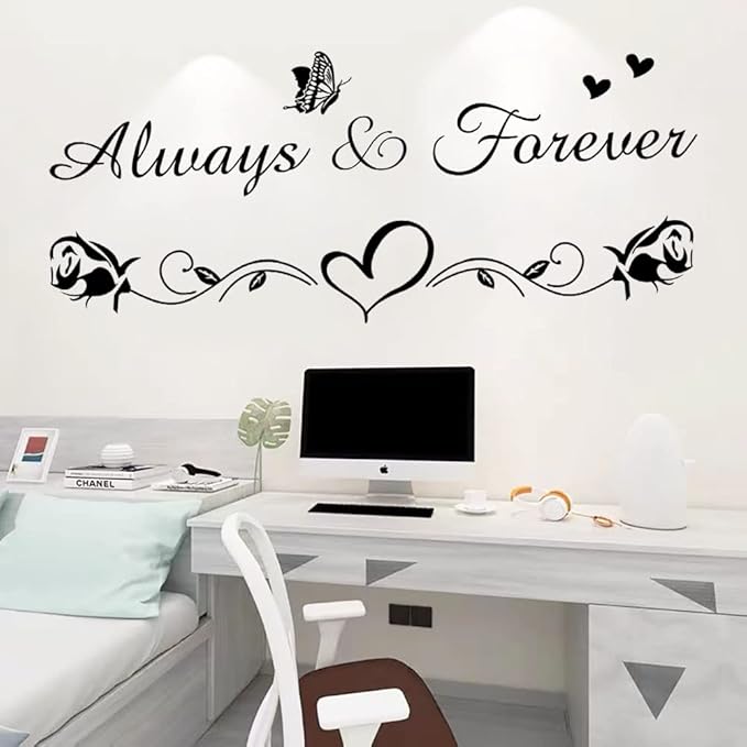Always & Forever Vinyl Wall Decals - Inspirational Family Wall Decor Sticker for Bedroom & Living Room