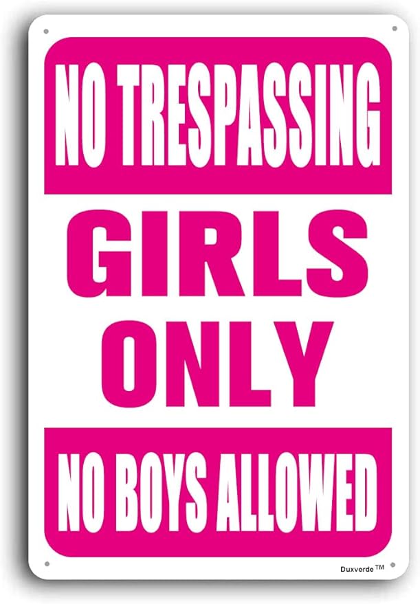 8"x12" Aluminum Sign, Girls Only No Boys Allowed Sign, Funny No Trespassing Metal Sign Pink For Girls Cave Bedroom Living Room Wall Decor